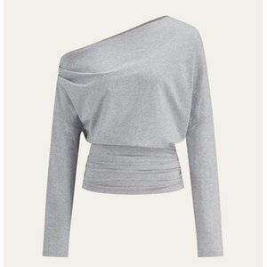 One-Shoulder Draped Ruched Sweatshirt